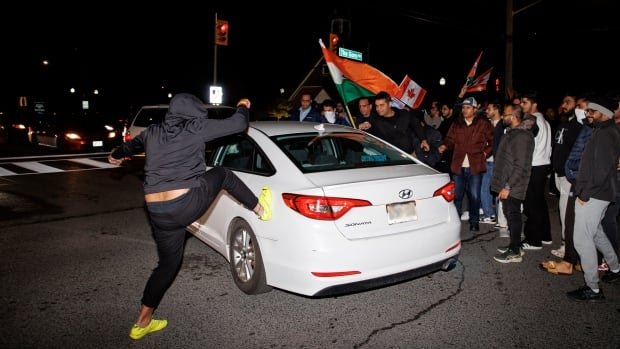 Weapons seen at pro-India protest near Hindu temple in Brampton, Peel police say